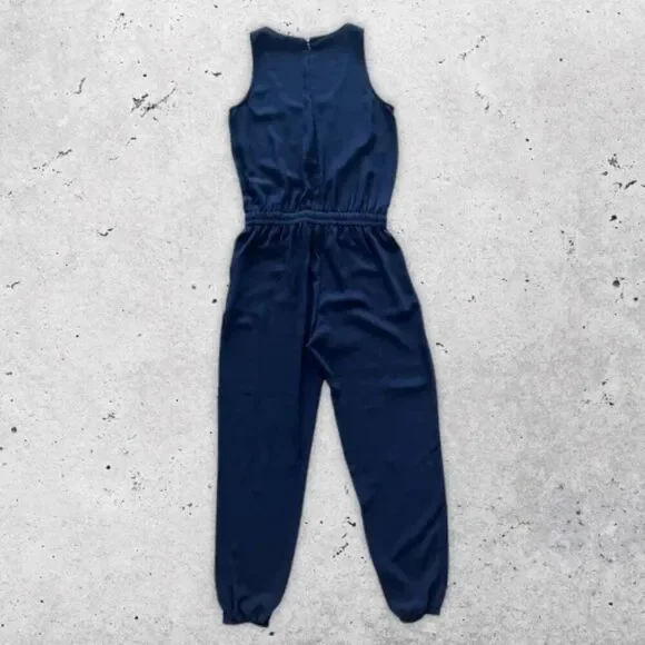 CAbi Sleeveless Jumpsuit Drawstring Waist Jogger-Style Zip-Back Navy-Blue W US S - Picture 5 of 11